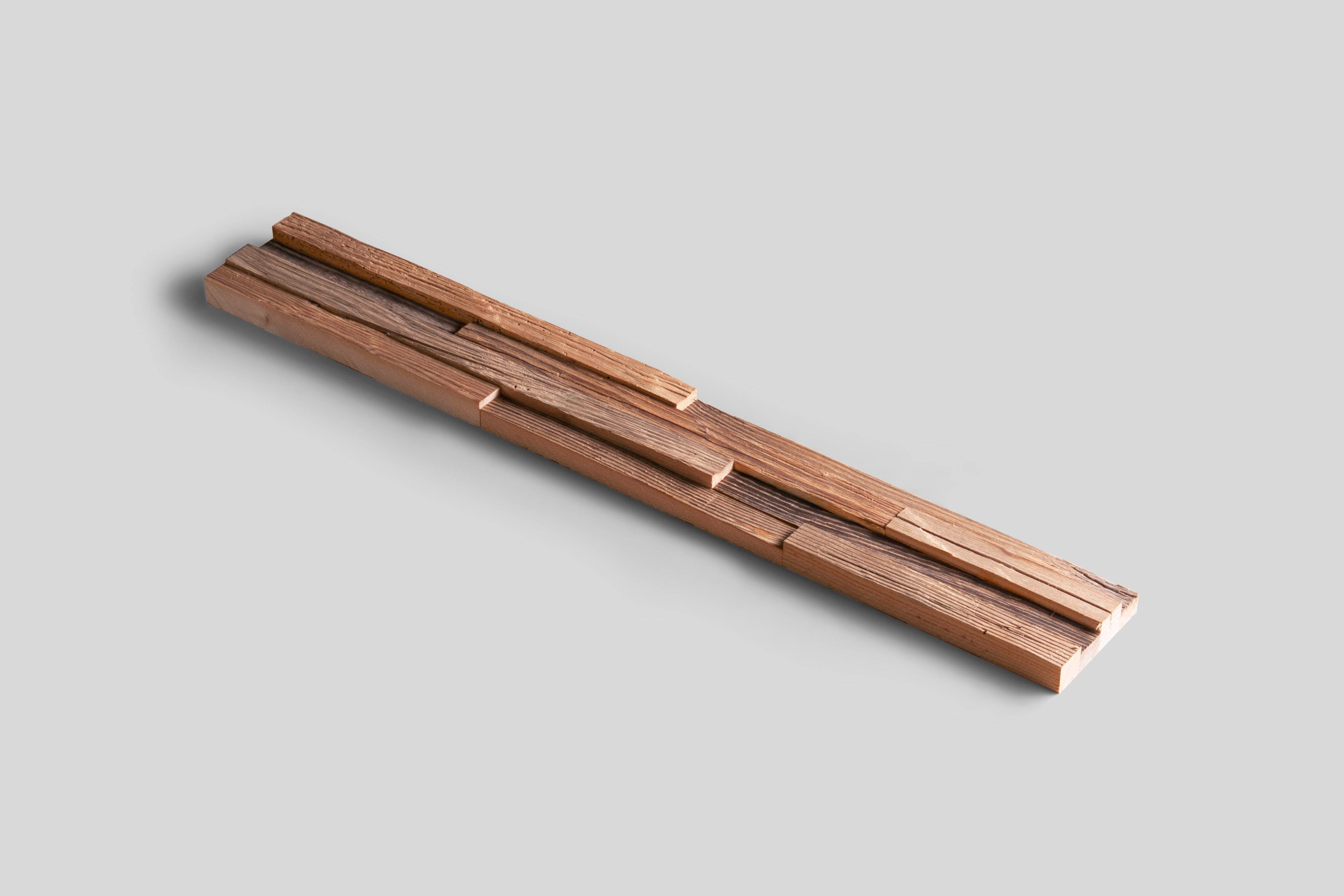 Plaquette de parement en bois effet 3D A PRIORI - Bois récupéré - 72 x 10cm - 14 panneaux - 1m² - 9