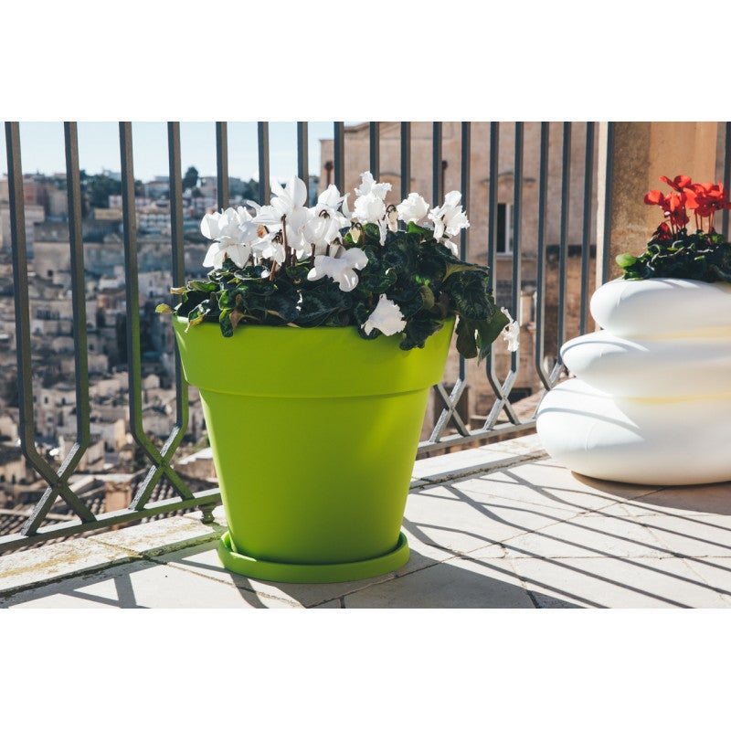 Vase design moderne Ø50 H44 en polymère vert résistant pour l'intérieur et l'extérieur - Fabriqué en Italie - Monacis - 2