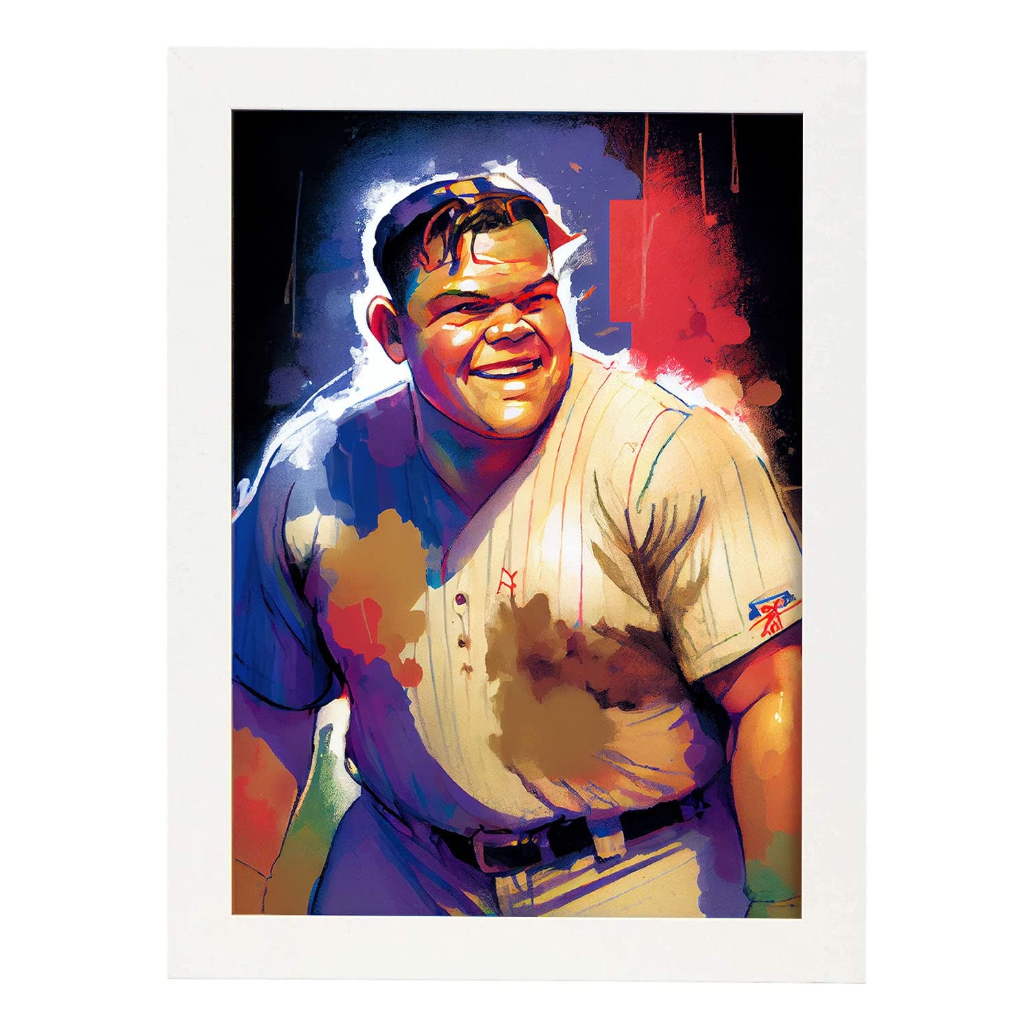 Nacnic poster de babe ruth en estilo retrato a todo color ilustraciones y caricaturas de personajes históricos famosos diseño y a3 marcos blancos
