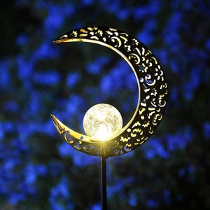 LQWELL Lampe Solaire Suspendue Jardin - Lanterne Boules Verre Craquelé Lumière Blanche Chaude