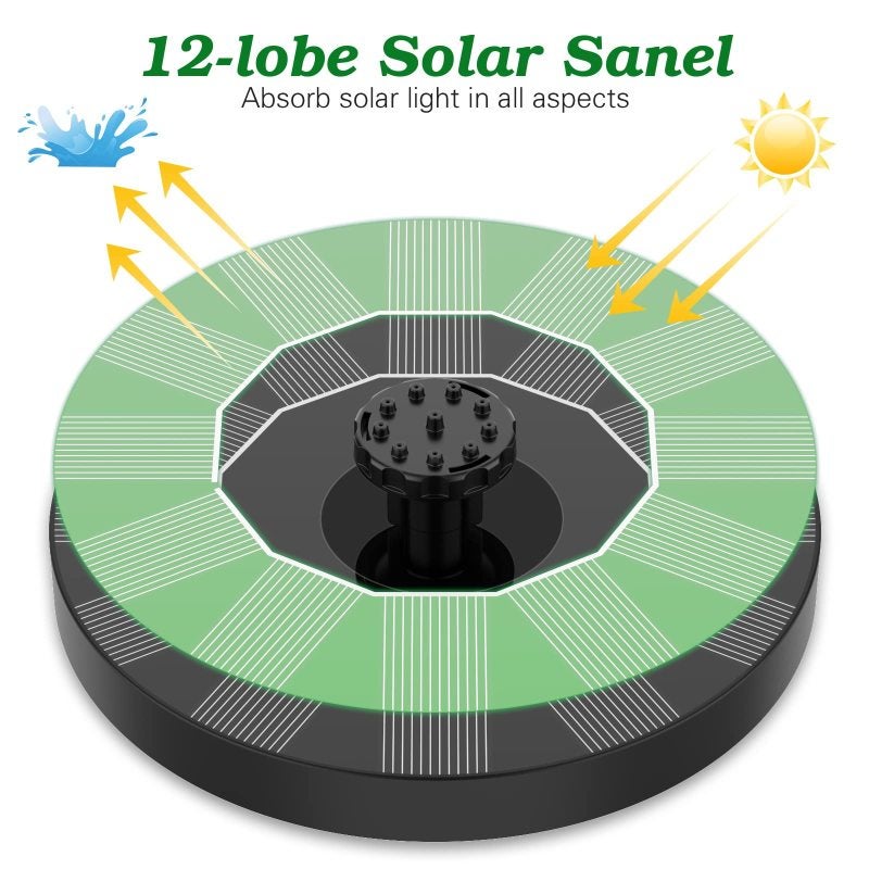 Pompe solaire flottante pour fontaine à oiseaux, fontaine à 6-buses. - 7