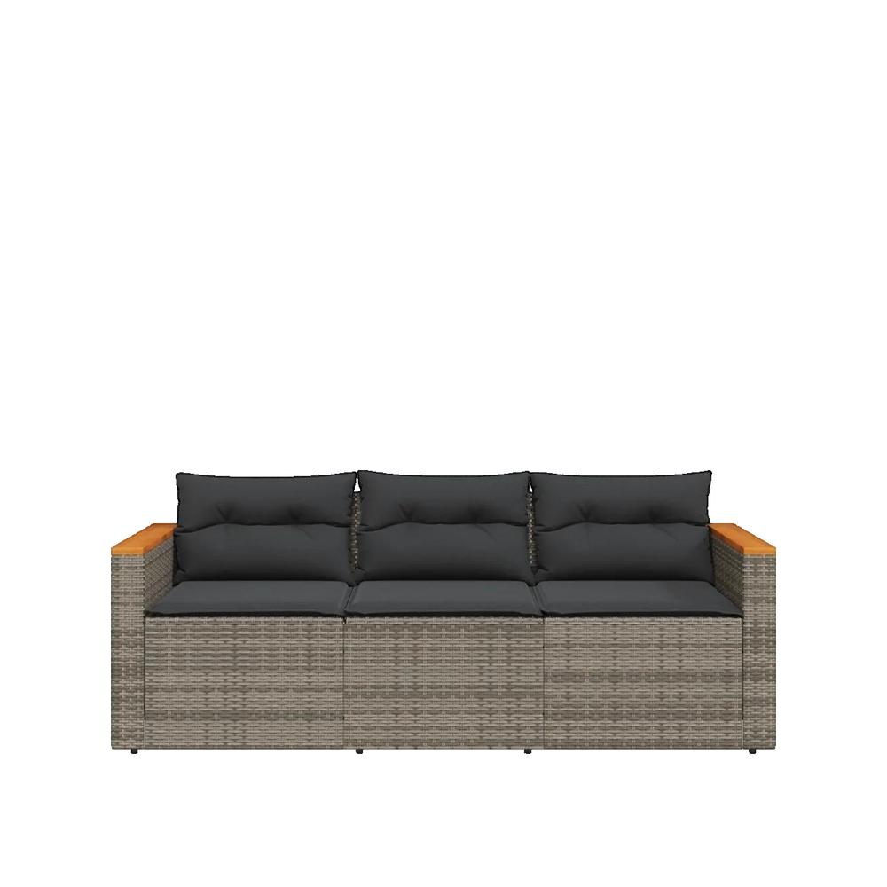 Sofa ogrodowy vidaXL szary rattan z zdejmowanymi poduszkami
