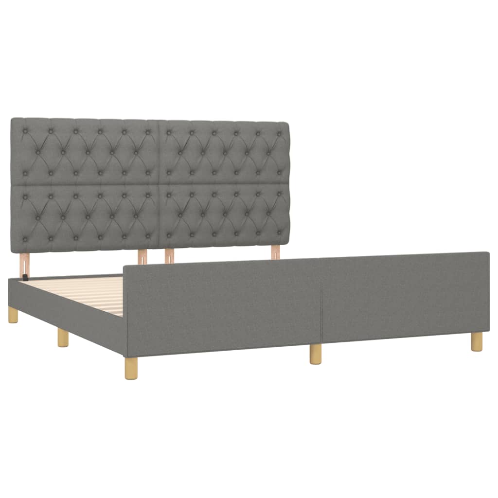 Cadre de lit sans matelas gris foncé 160 x 200 cm tissu - 4