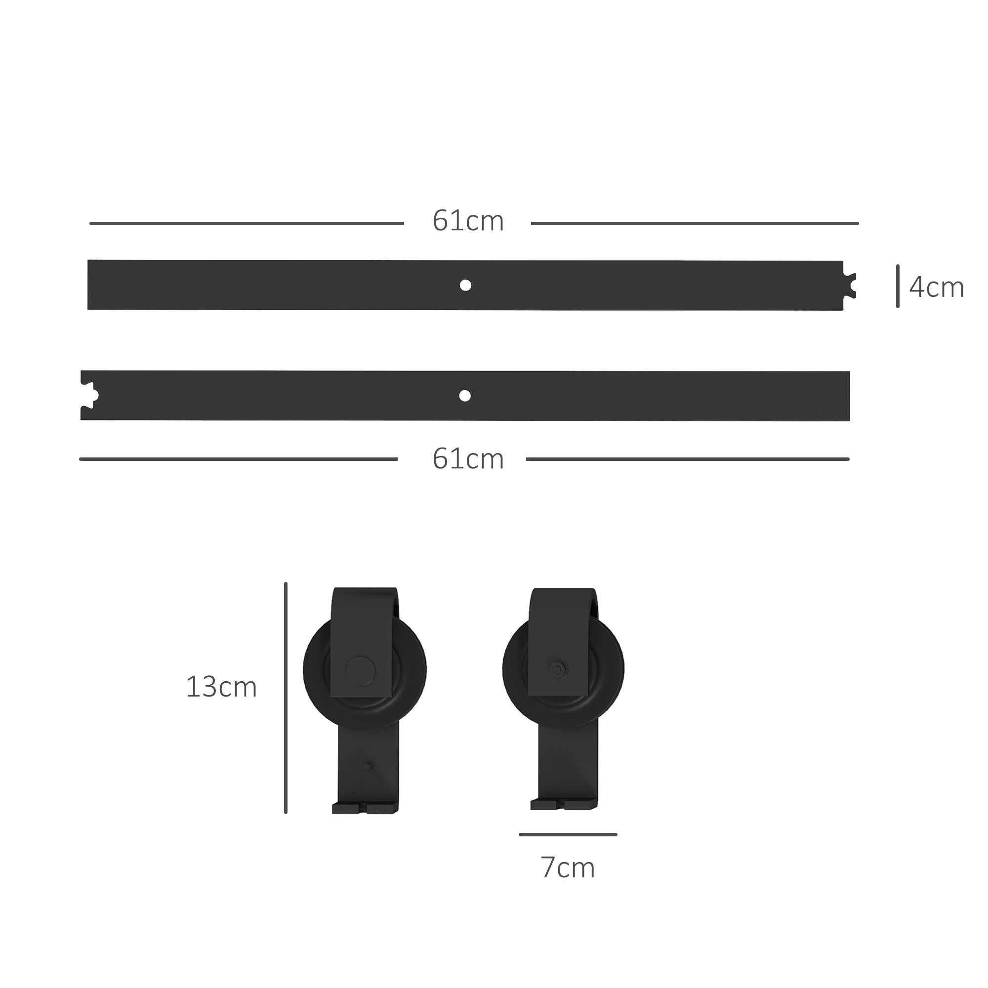 Kit porte grange coulissante pliante 122cm 4pi 2 portes rail noir - 5
