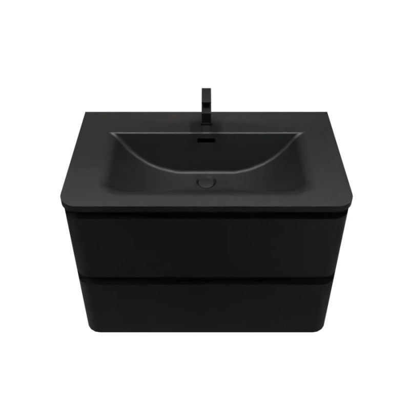 Meuble salle de bain suspendu PEARL 80 cm - Noir mat - 9