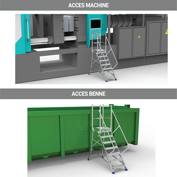 Plateforme 2 marches - Hauteur max. de travail 2.40m - ES302-D - 3