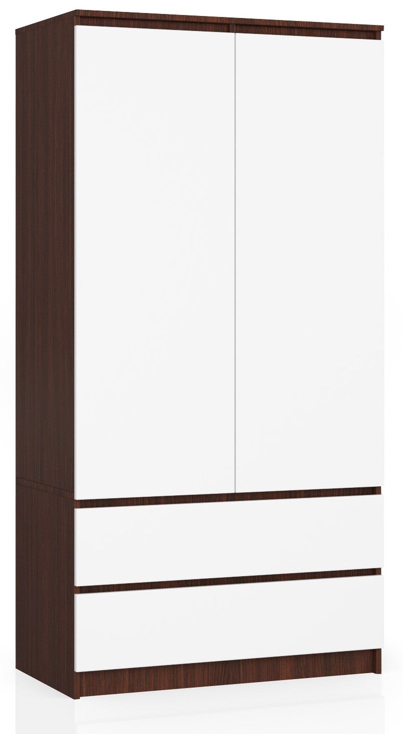 Szafa AKORD S90 Wenge 90 cm 2 drzwi 2 szuflady kolor Biały mat 4 półki 90x51x180 cm