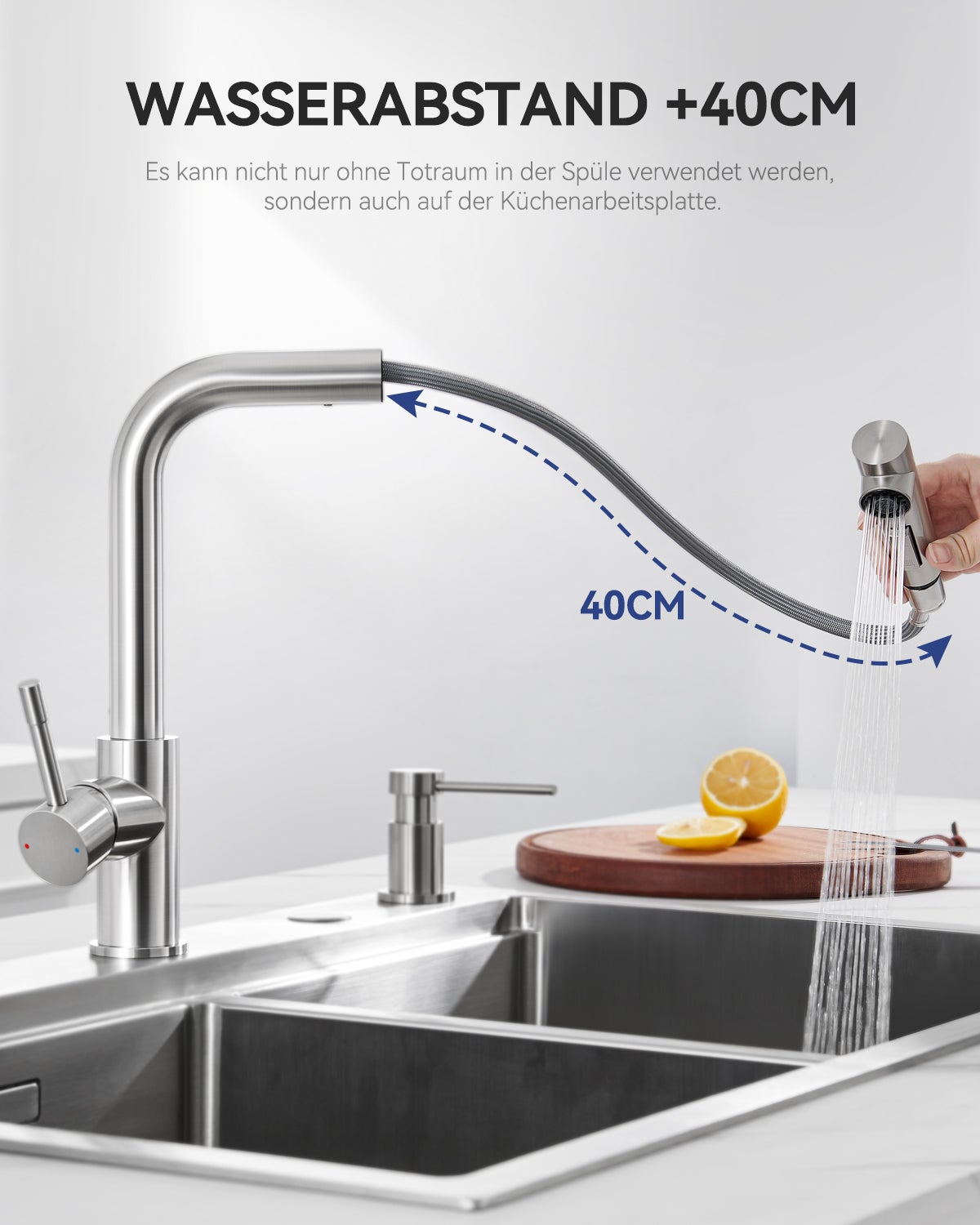 SOFETIY MAX Robinet Cuisine avec Douchette, Mitigeur Robinet de Cuisine avec 2 Modes de Pulvérisation, Robinet d'évier Eau Froide/Chaude - 4