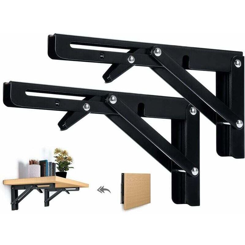 2 buc suport raft pliabil 250 mm raft de perete pătrat pliabil suport pliabil robust suport consolă pliabilă negru pentru raft de perete de masă