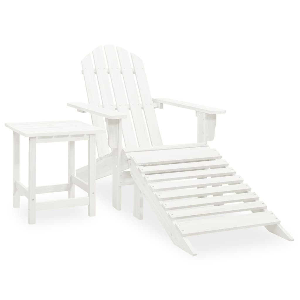 Chaise de jardin | Siège de Terrasse | Chaise d'extérieur Adirondack avec pouf et table Sapin Blanc CFW598799 - 2