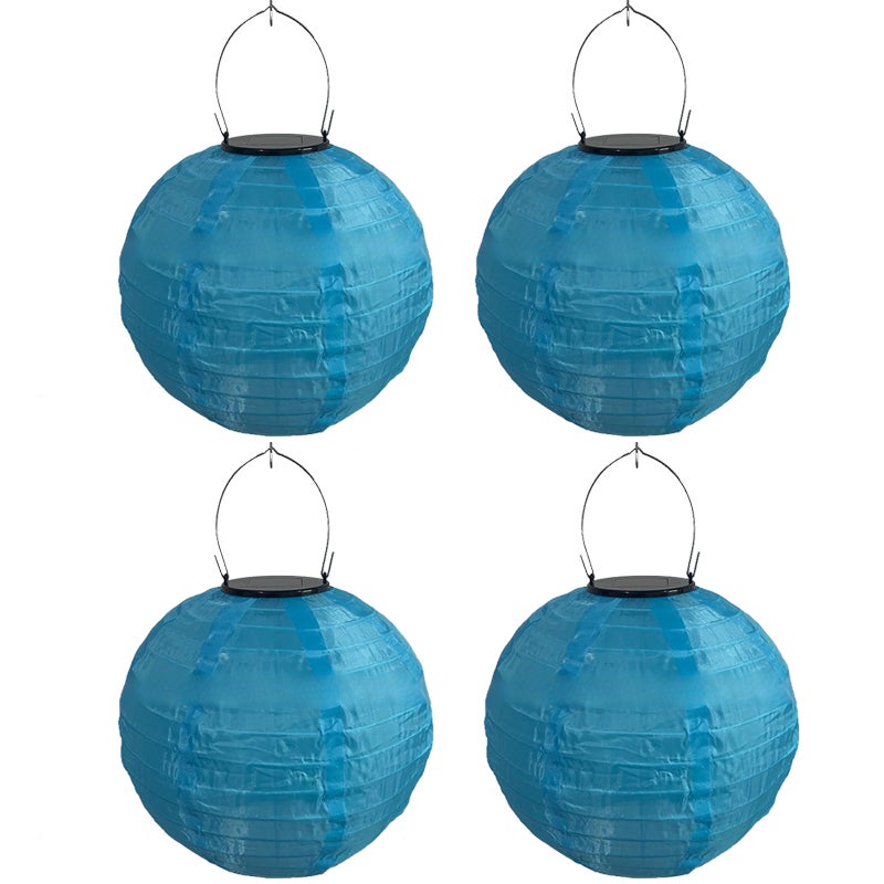 Zewnętrzne lampy solarne, lampiony solarne, zewnętrzne lampiony solarne do dekoracji podwórka, niebieskie, 4 sztuki