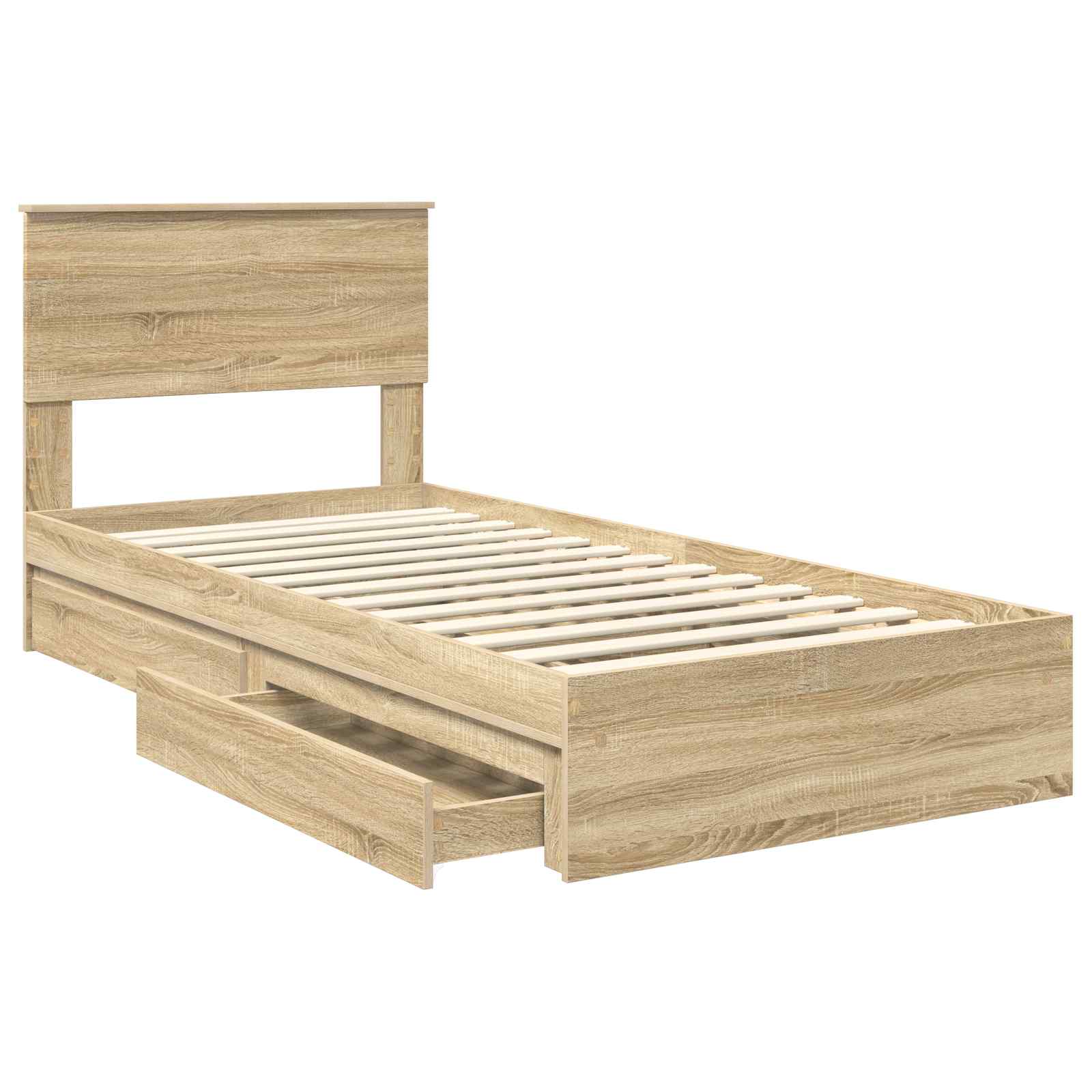 Lit de rangement chêne 75 x 190 cm panneau de bois - 5