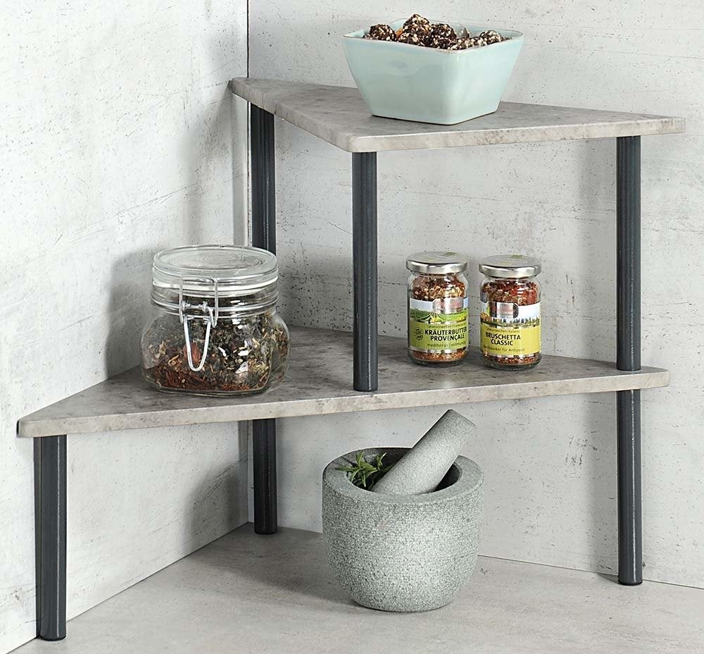 Etagere Cuisine A Poser Étagère D'angle Bambou 3 Niveaux - Rangement Salle De Bain Naturel Mix N Modul