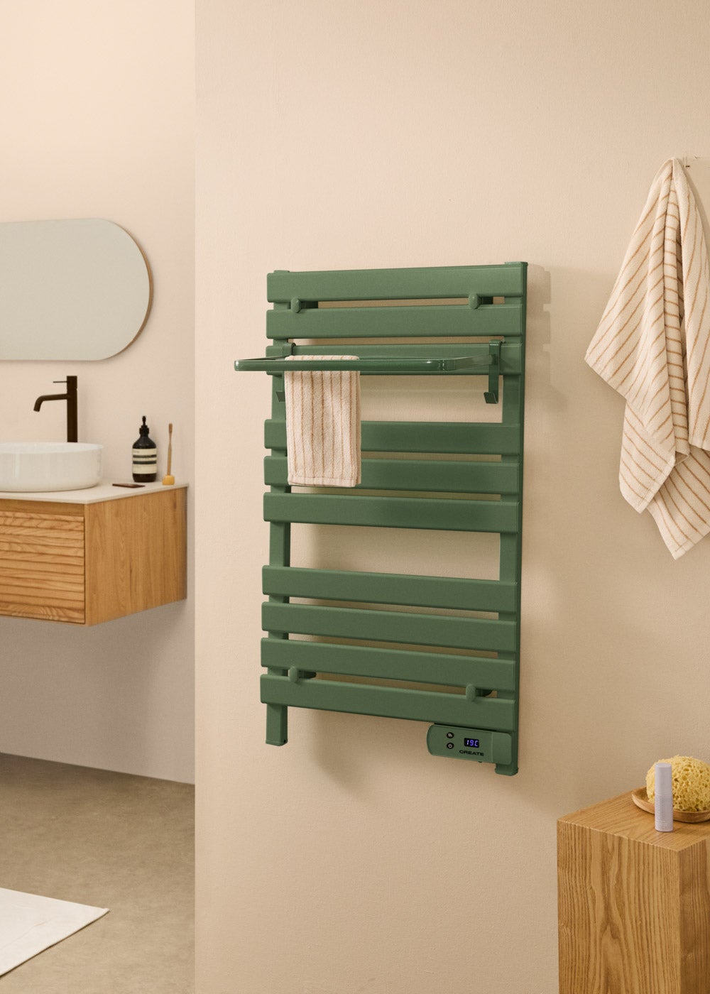 WARM TOWEL - Barra de toalha elétrica para piso ou parede 500W Sem patas com prateleira - 2