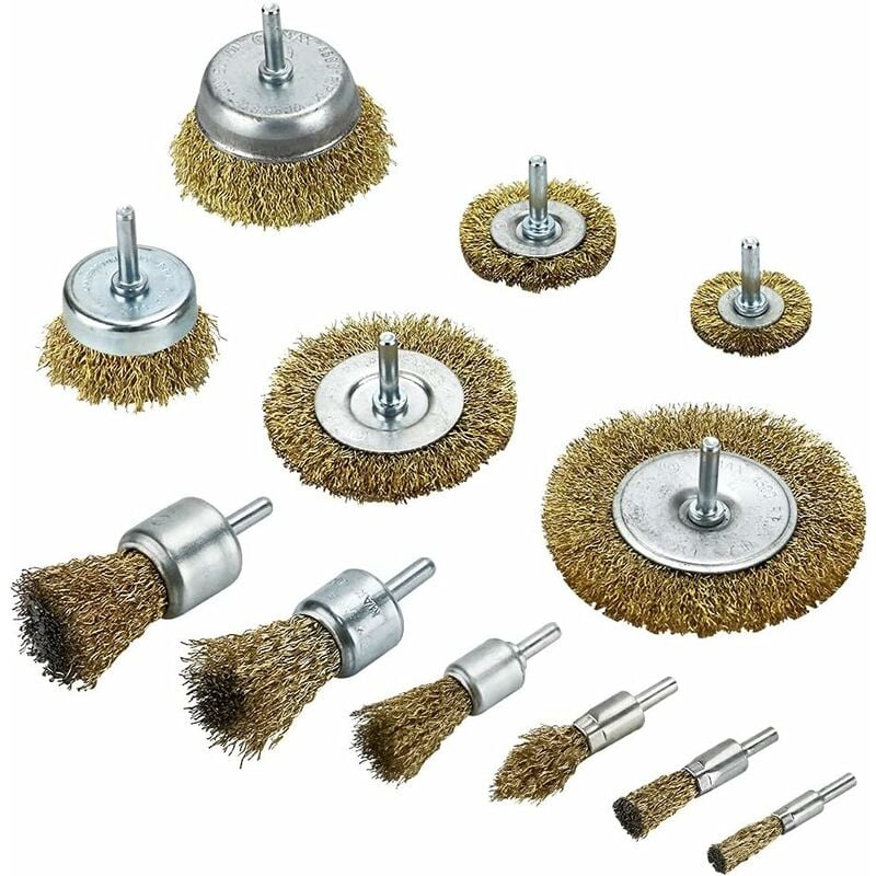 Lot De 24 Brosses Métalliques Swpeet - Acier, Laiton, Nylon, 6 Tailles, Tige Hexagonale 6,35 Mm