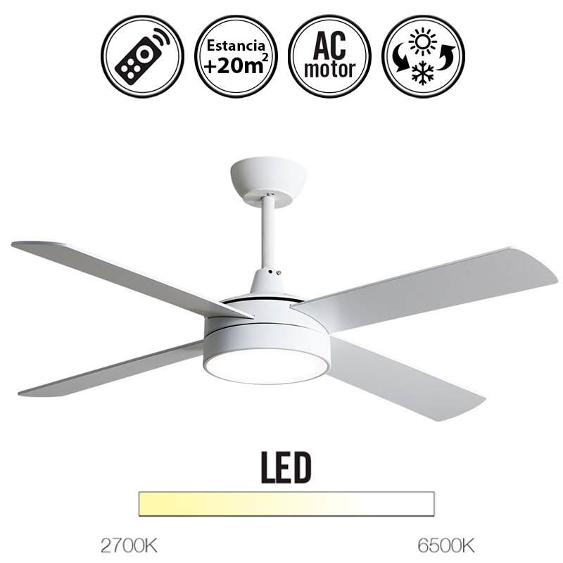 Ventilateur DC NEVERY blanc 122 cm LED 3 températures mémoire couleur Fabrilamp - 5