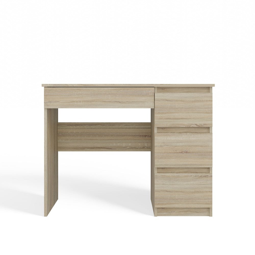 Biurko prawe: 4 szuflady, 51 cm x 98 cm x 76 cm, kolor biały, dąb Sonoma - 2
