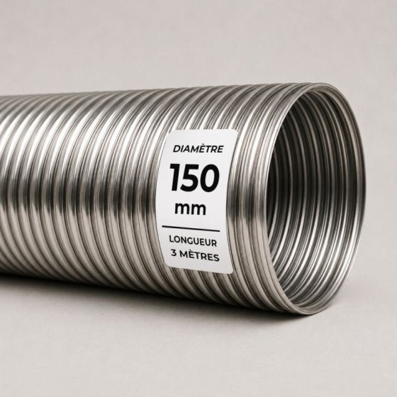 Tubage flexible inox double peau ø150 mm - 3 mètres - 2