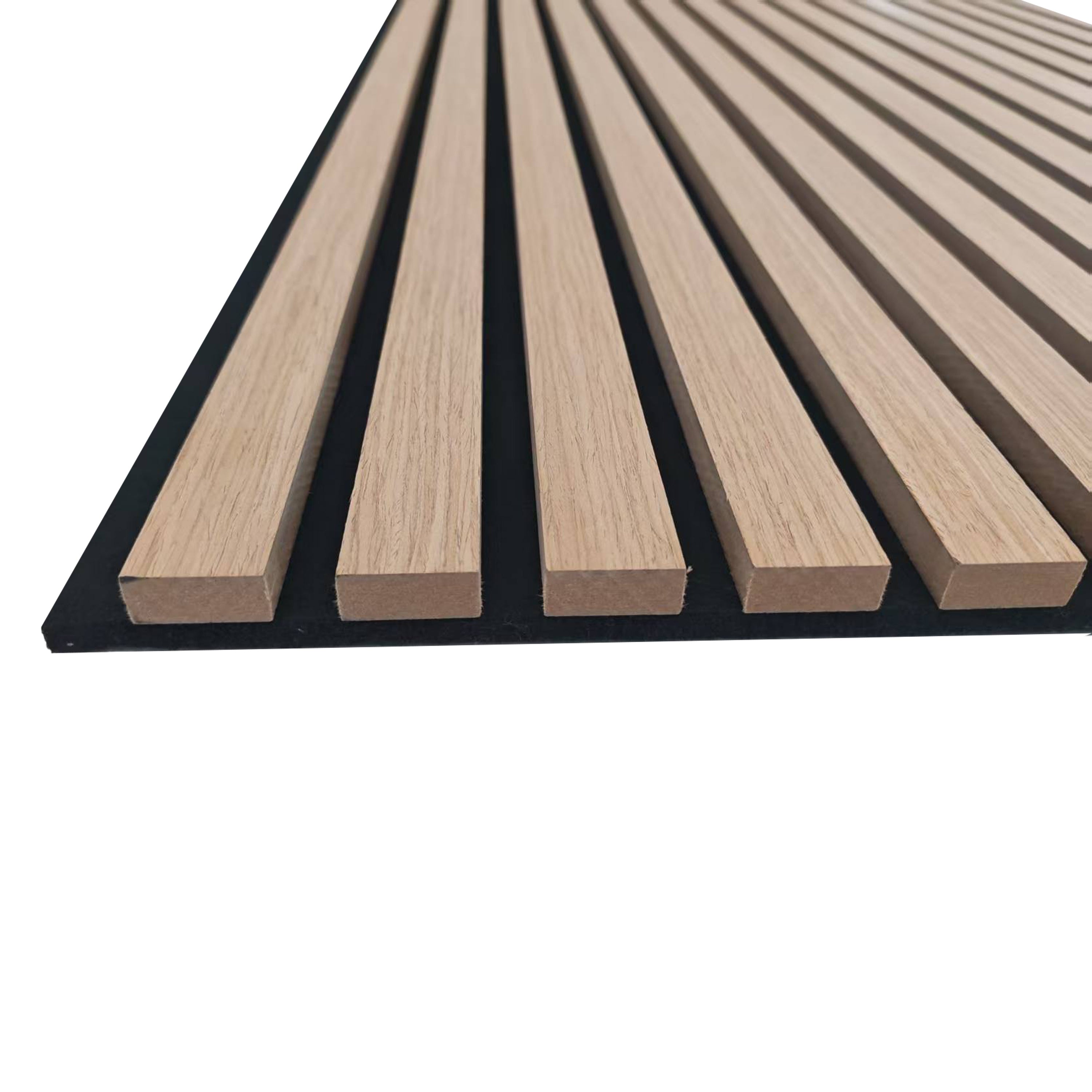 Lot de 3 panneaux muraux acoustiques décoratifs en bois MDF 240 x 60 cm, finition chêne foncé, excellente isolation acoustique, installation simple - 5
