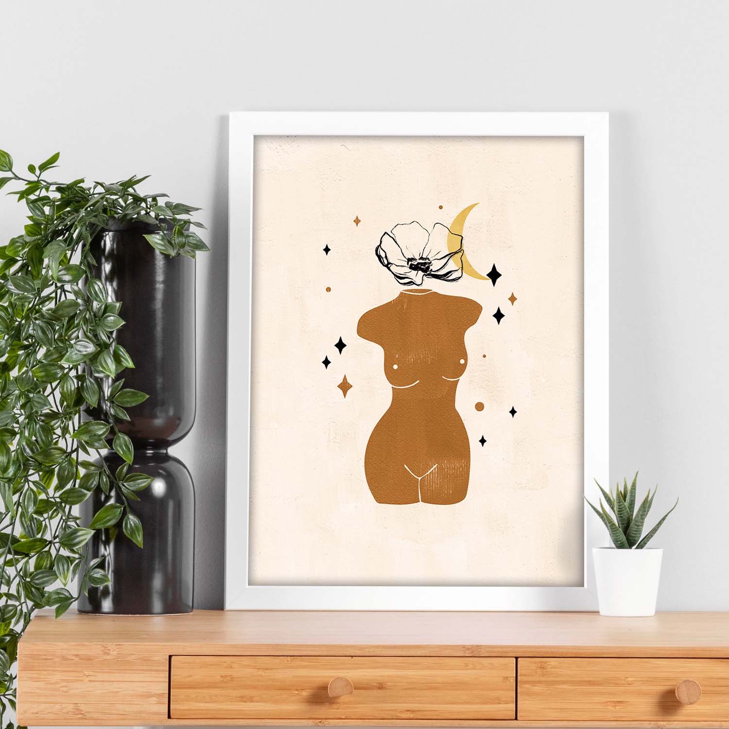Poster con ilustracion de mujer dibujos con formas caras cuerpos y gestos de mujeres mujeres 19