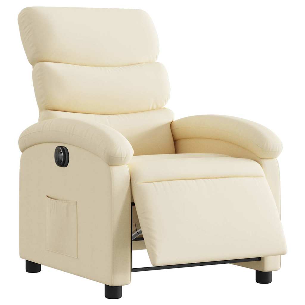 Fauteuil inclinable électrique Crème Tissu - 3