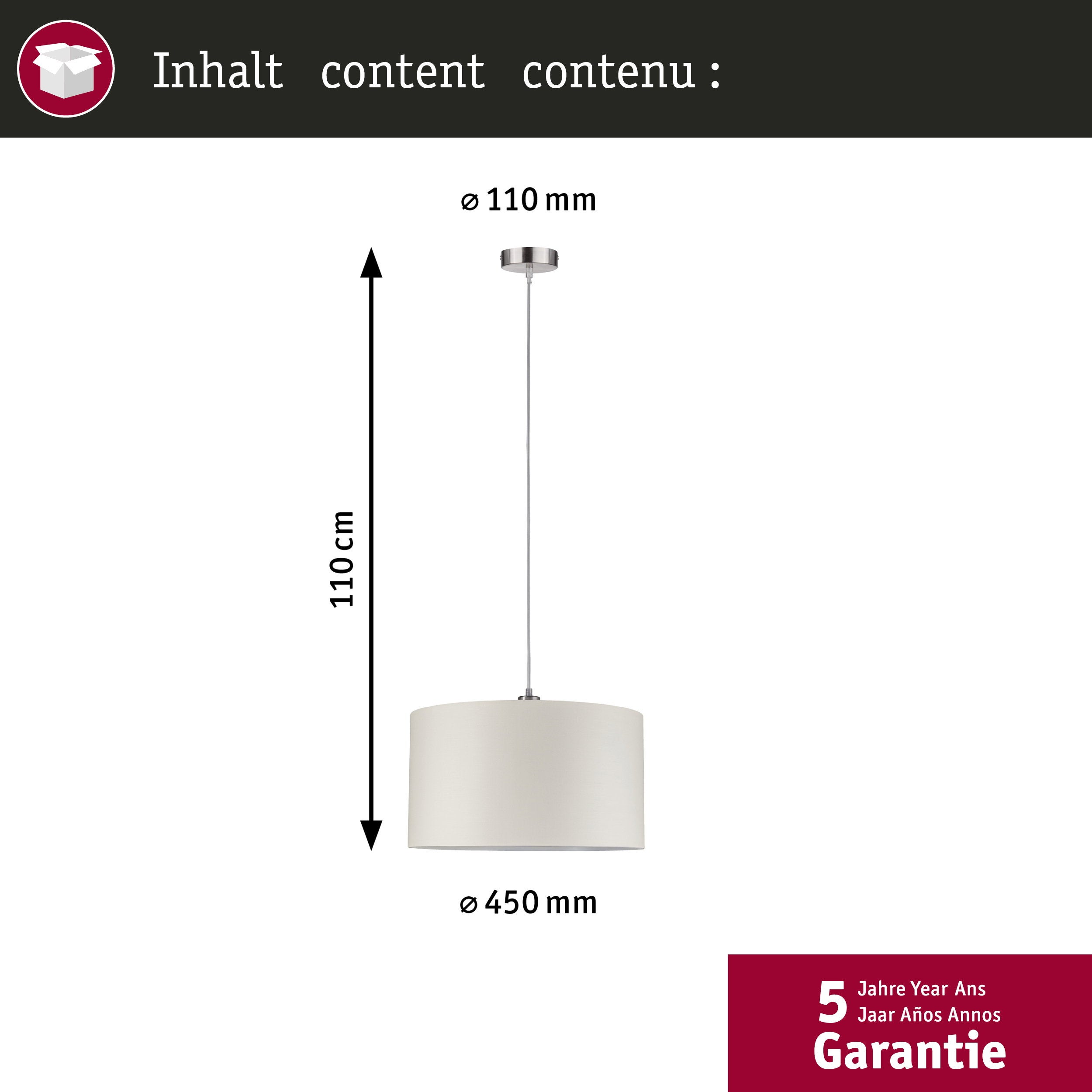 Luminaire en suspension Tessa E27 max. 60W Crème, Acier brossé gradable - 4