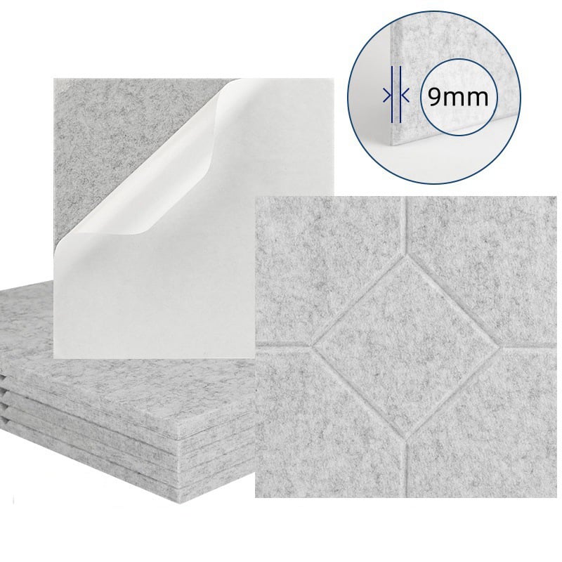 Zestaw 12 samoprzylepnych paneli akustycznych, wyściółka dźwiękochłonna z poliestru, panele ścienne o wysokiej gęstości, 30 x 30 x 1 cm, szare