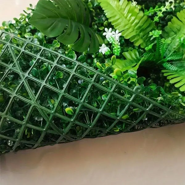 Panel decorativo vegetal de 25 x 25 cm - Solución de pared - Plantas artificiales resistentes a la intemperie y anti-UV - 3
