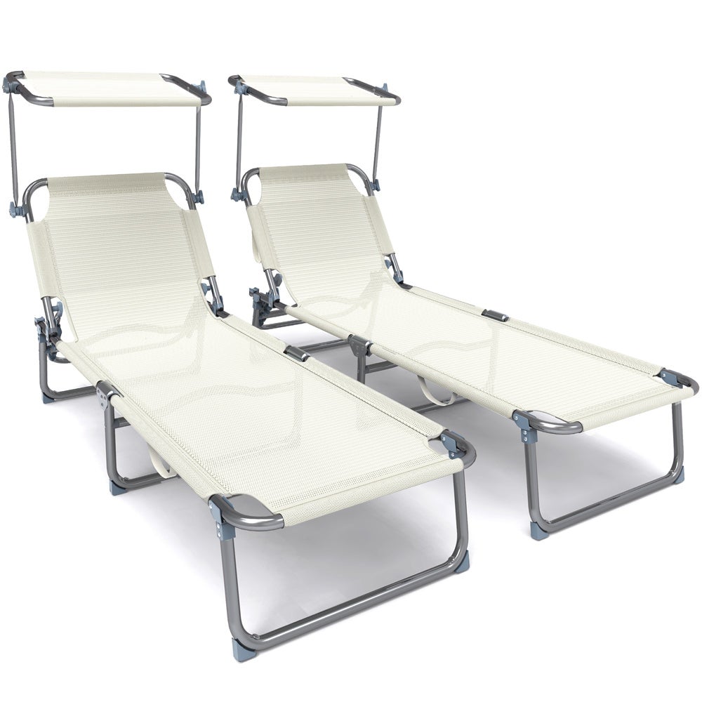 Giantex Set di 2 lettini da giardino con schienale regolabile in 5 posizioni, sedia a sdraio