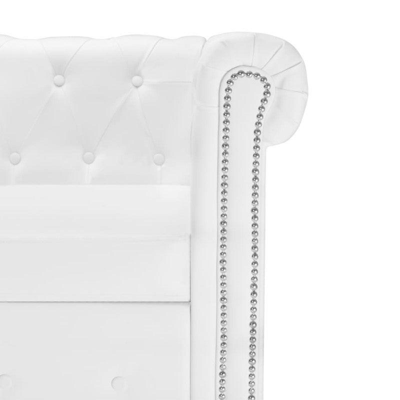 vidaXL Divano Chesterfield a L in Finta Pelle Bianco - 5