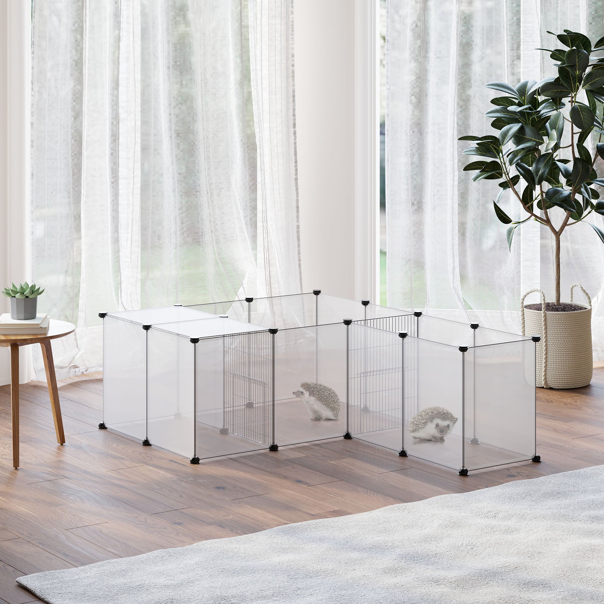 Enclos Animaux DIY 20 Panneaux + Tapis 175x70x45cm Modulaire Blanc Pour ...
