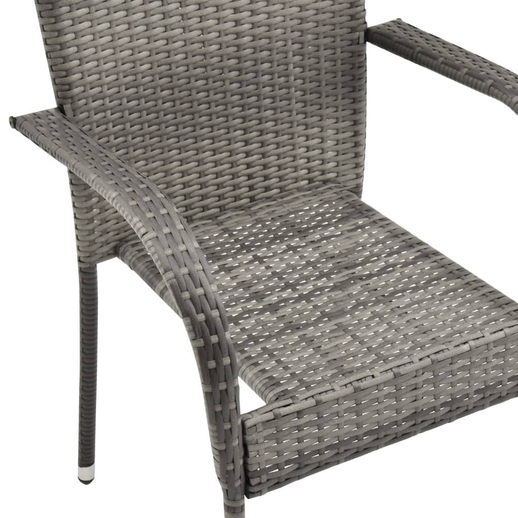 Chaises empilables d'extérieur 6 pcs Gris Résine tressée - 8