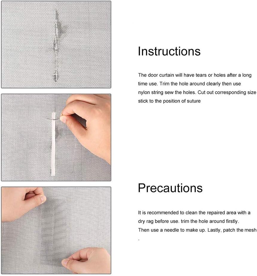 Kit de reparación de mosquiteras para puertas y ventanas de fibra de vidrio, adhesivo fuerte, cinta de reparación de 5 x 500 cm (paquete de 2, gris) - 3