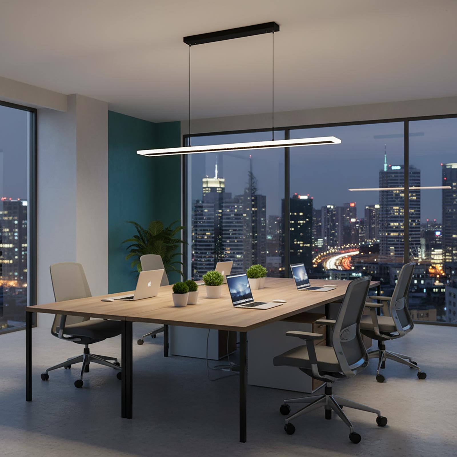 Lustre LED moderne à intensité variable 70 W CCT, lampe suspendue pour cuisine, bureau, avec télécommande 230V NOIR - 2