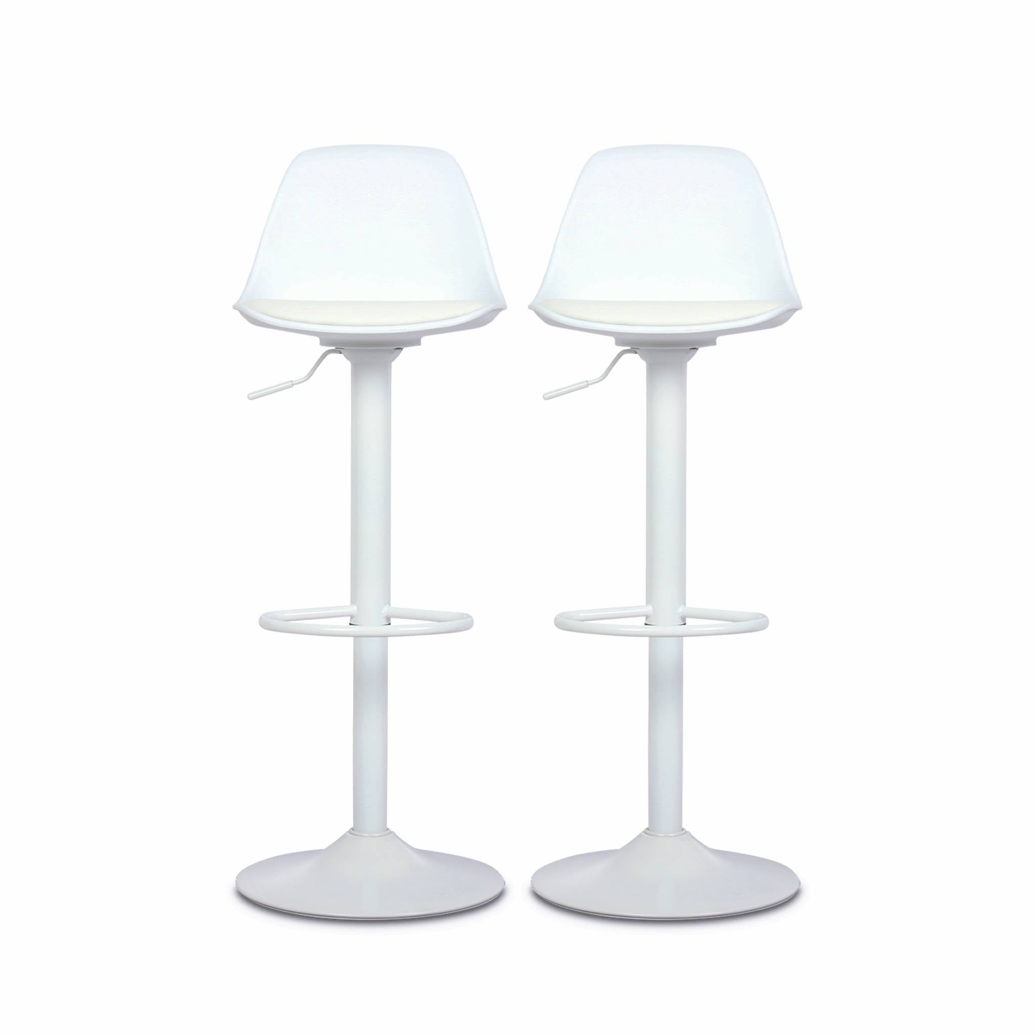 Lot de 2 tabourets de bar réglables 61.5/83.5cm - Noah - simili cuir blanc - hauteur réglable. repose-pieds - 5