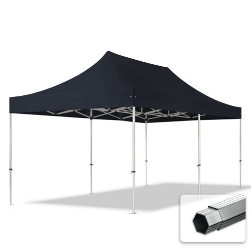 3x6m gazebo pieghevole PVC ignifugo, PROFESSIONAL alluminio, nero