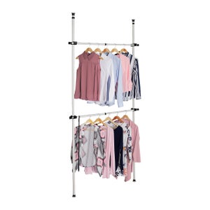 WENKO Tringle Télescopique HERKULES 80-145cm - Support 20kg, Blanc, Pour Dressing Ou Placard