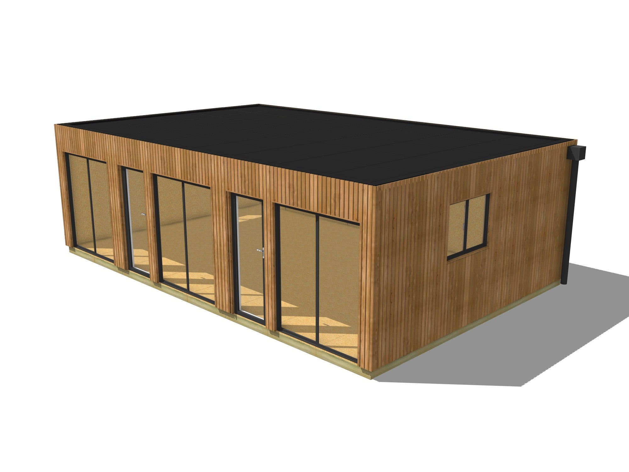 Studio de jardin indépendant en bois 8,8 x 5,7 x 2,7 m avec plancher isolé - 2