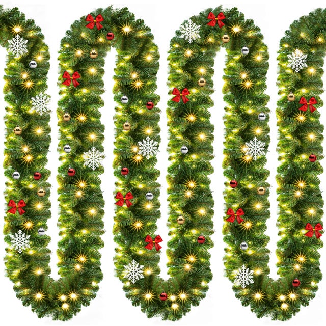 CASARIA Guirlande de Noël lumineuse 10m 160 LED blanc chaud avec déco
