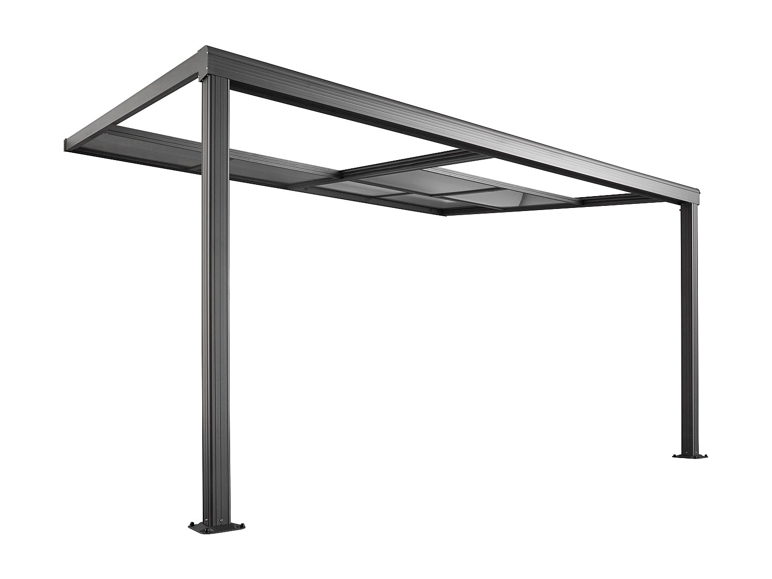 Pergola addossata in alluminio con tetto scorrevole 12 m² Antracite - IZEDA - 5