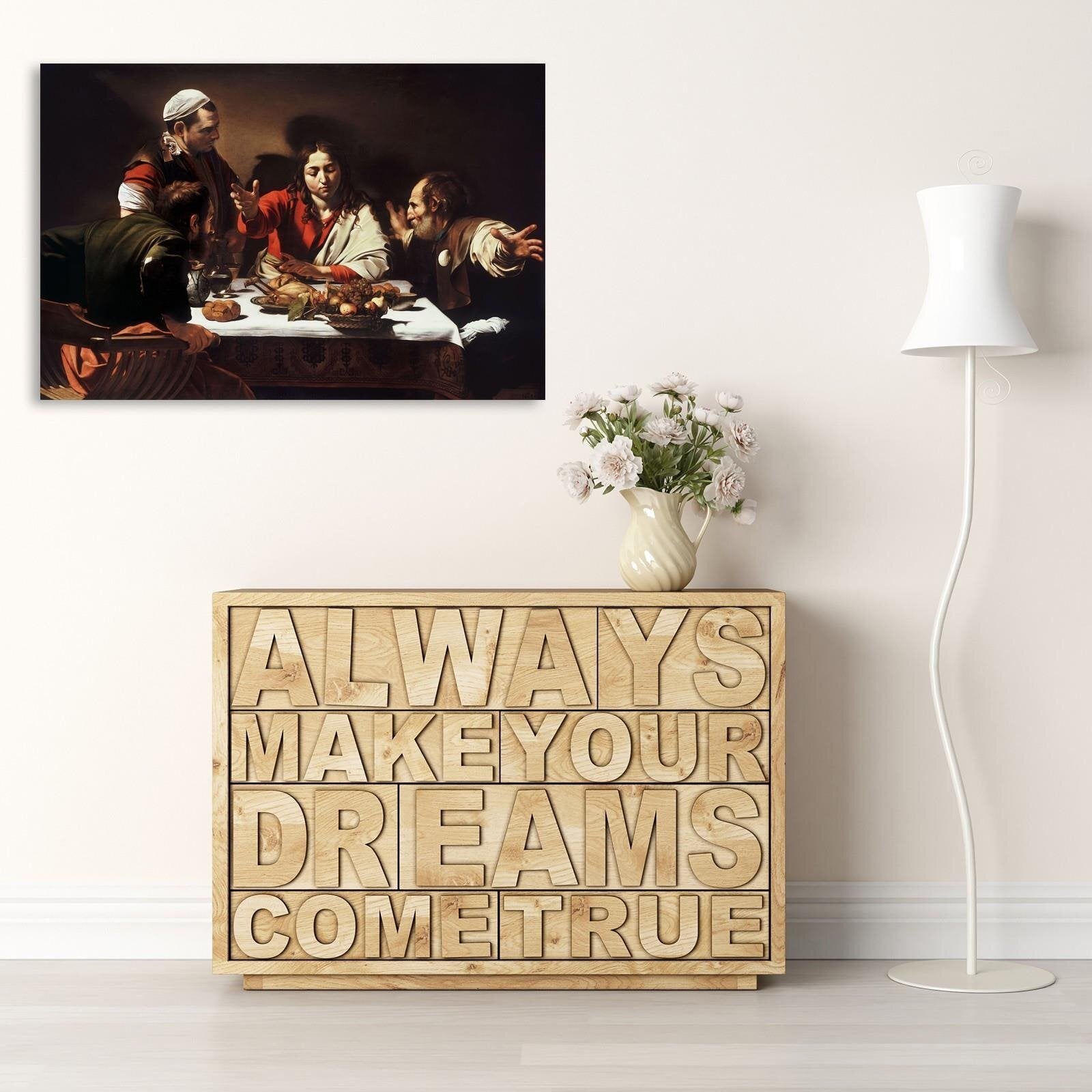 Tableau reproduction photo du caravage - souper chez emmaüs 2 - 70 x 100 cm - 4