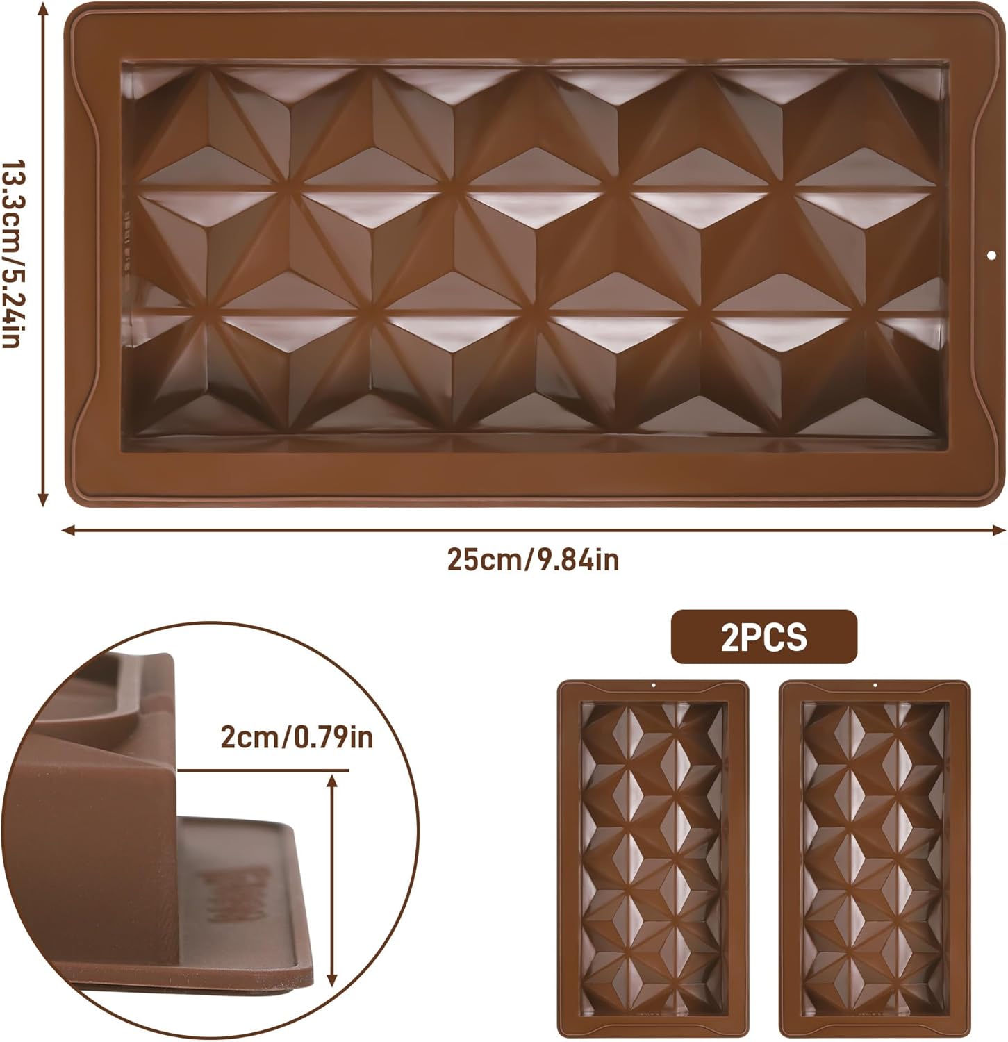 2 Stampi In Silicone Per Cioccolato Dubai, Stampo Per Tavolette Di Cioccolato Fatte In Casa, Regalo Per Pasticceri, Atossico E Lavabile - 3