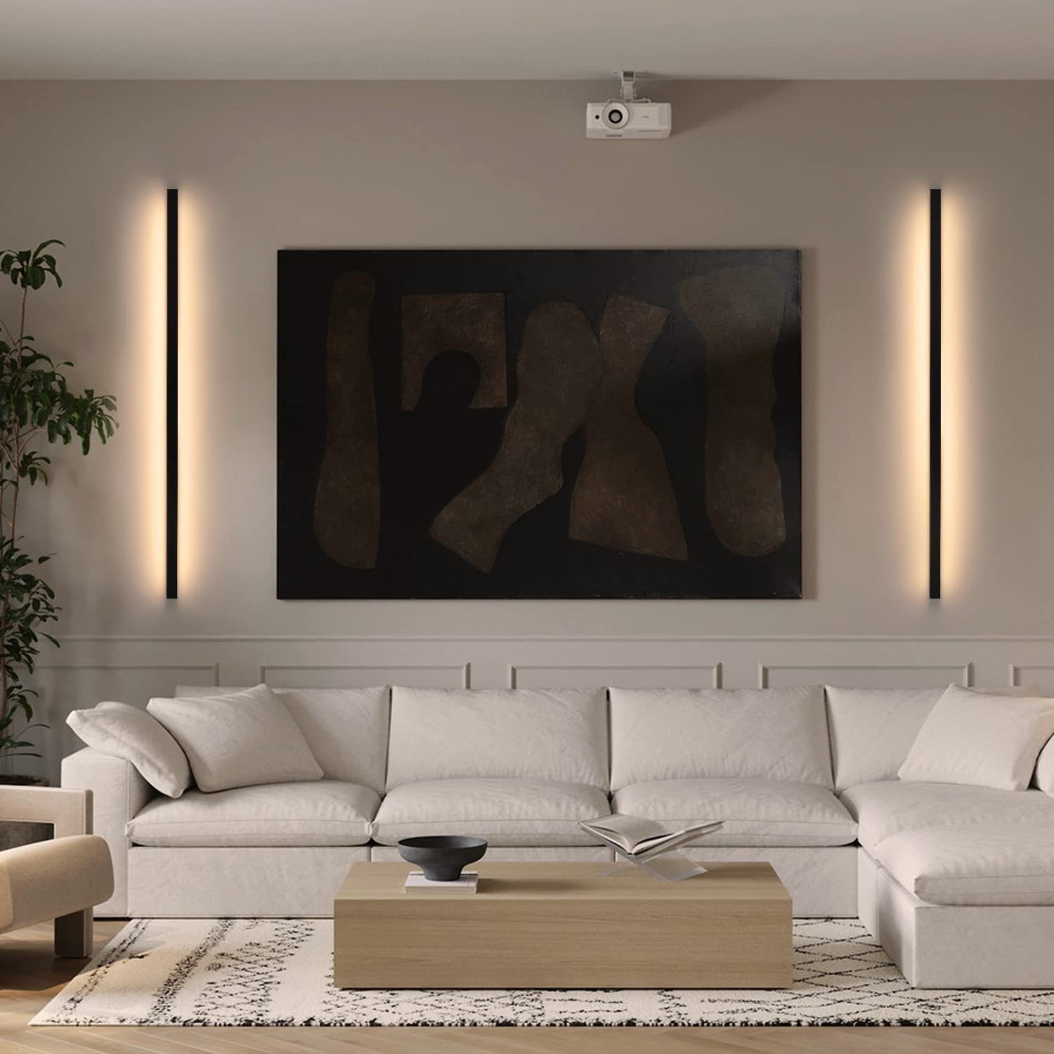 ZMH Nowoczesna, czarna lampa ścienna LED do wnętrz, 100 cm, do przedpokoju i sypialni - 9