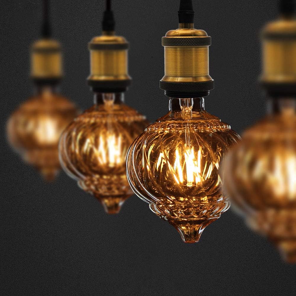 Ampoules LED Vintage 4W Blanc Chaud 2700Kelvin Big Globe Cristal Ampoule LED 220/240V Edison Vis E27 Base Spécialité Ampoule Décorative G125 (Lantern) - 2