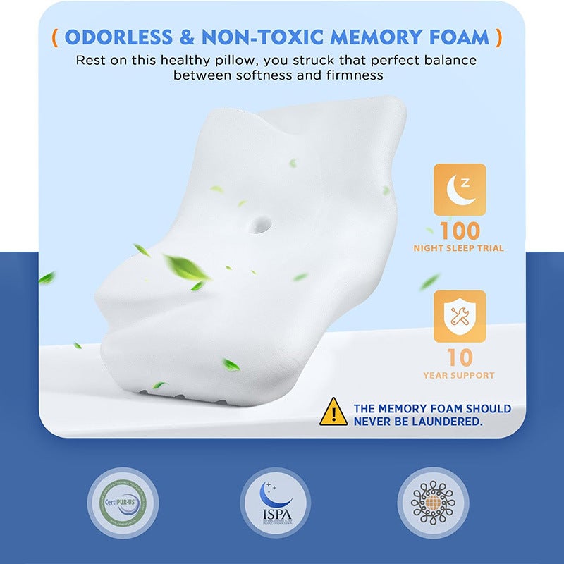Almohada en forma de mariposa, almohada de espuma viscoelástica, almohada de alto soporte, almohada de soporte cervical para dormir, - 3