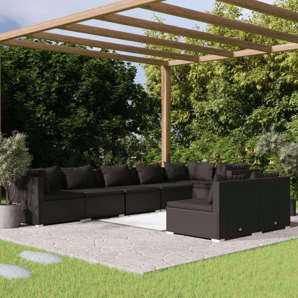 Set Divani Da Giardino Modulare 8 Pezzi Con Cuscini Sfoderabili In Rattan Sintetico Marrone Robusto E Comodo Vidaxl