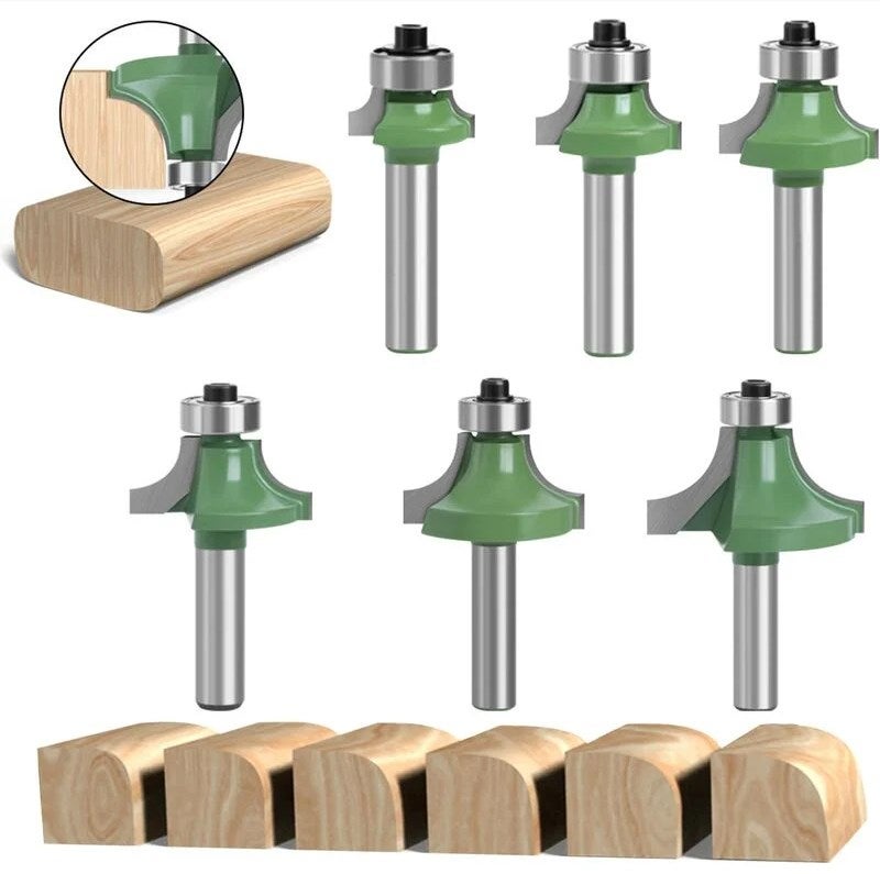 Set 4 Frese Per Legno Con Gambo 8 Mm – Linguette, Scanalature E Taglio A 45° – Materiale YG6X, Custodia In Legno Inclusa