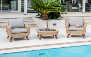 Salon Jardin Bohémia Alice's Garden - Canapé 2 Places + 2 Fauteuils + Table Basse - Cannage Acacia