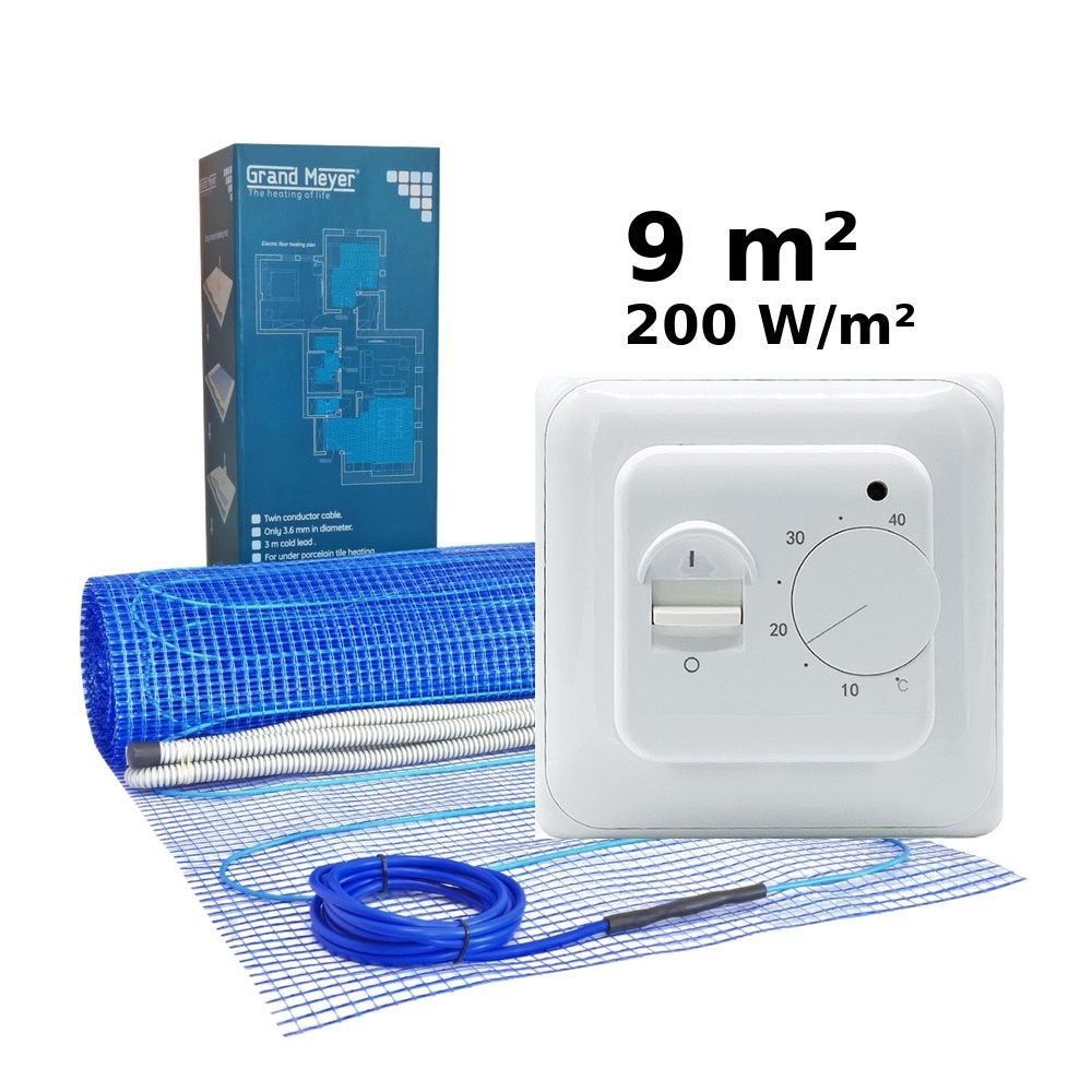Zestaw do ogrzewania podłogowego 9 m², 200 W/m² + termostat MST-1
