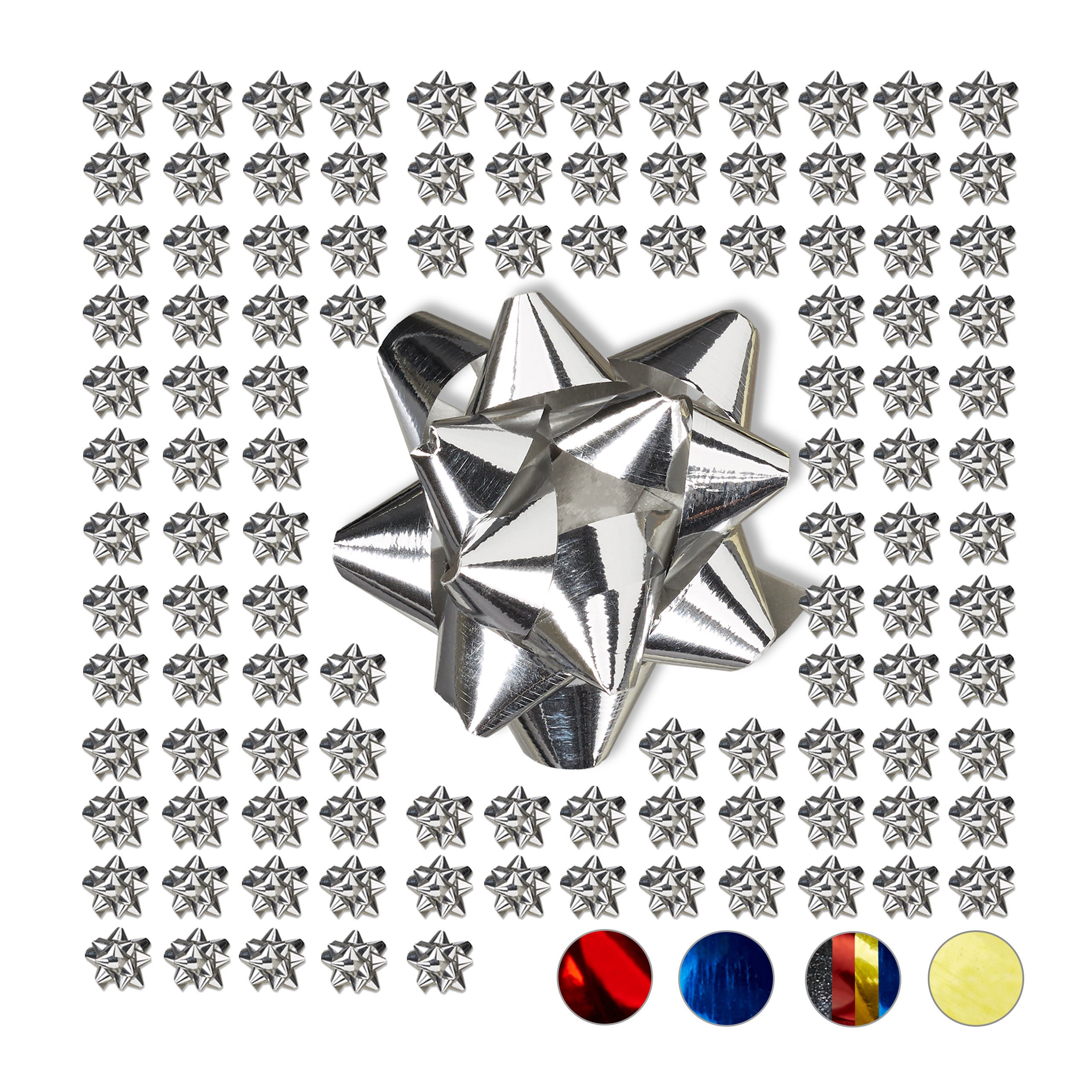 100 Noeuds Auto-Adhésifs Pour Emballage Cadeau - 6 Couleurs Et 3 Tailles - Déco Fête Noël, Anniversaire
